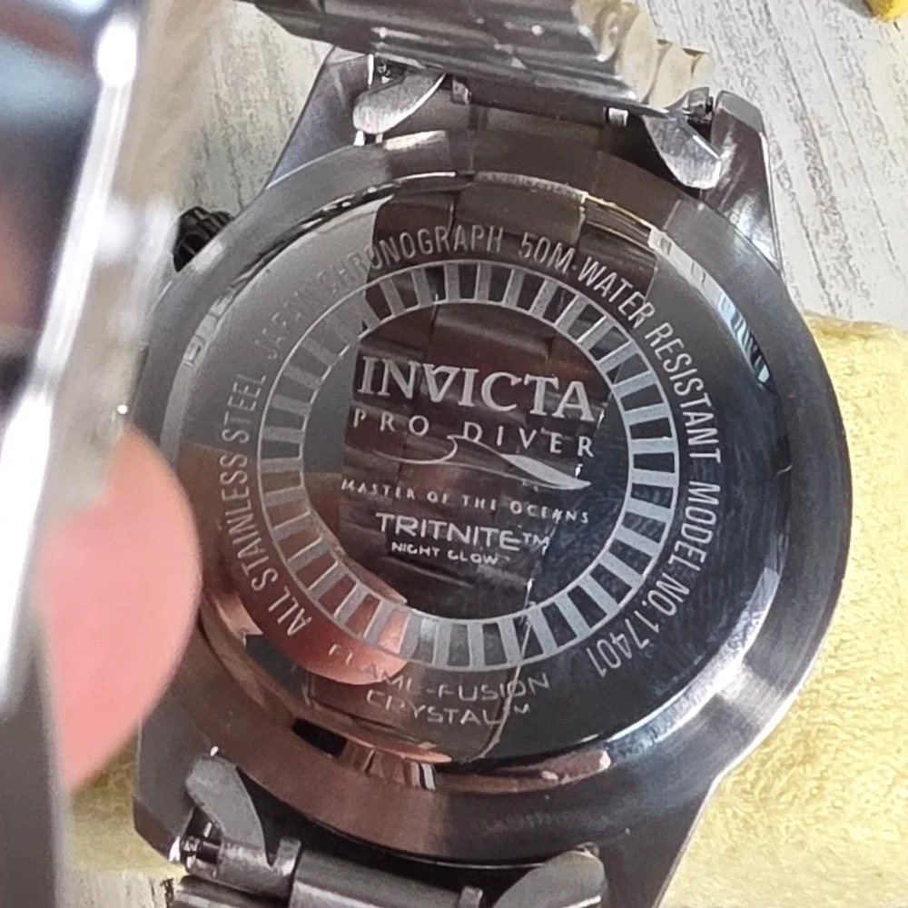 Invicta Pro Diver 17401 Mens Chronograph Black Dial Stainless Steel Watch 48mm